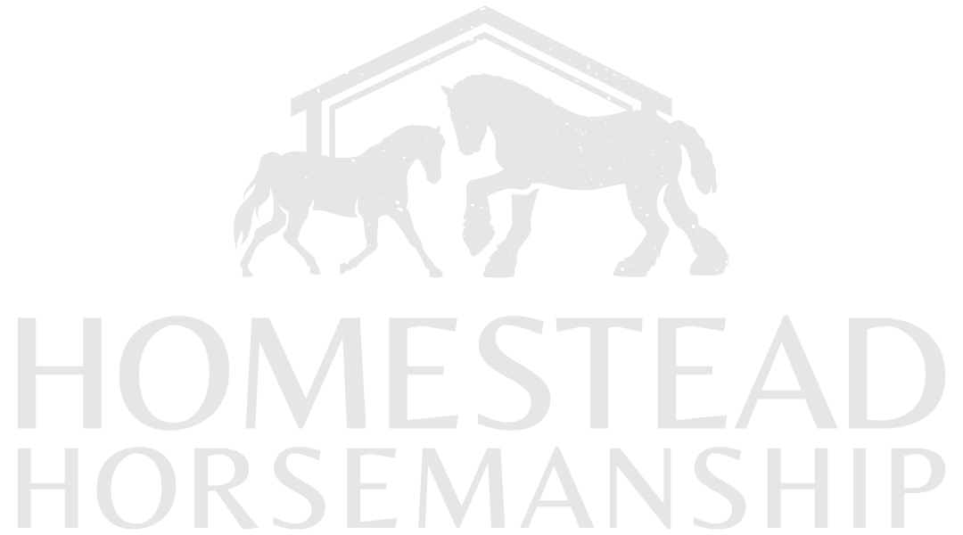 Homestead Horsemanship Logo in White Color.